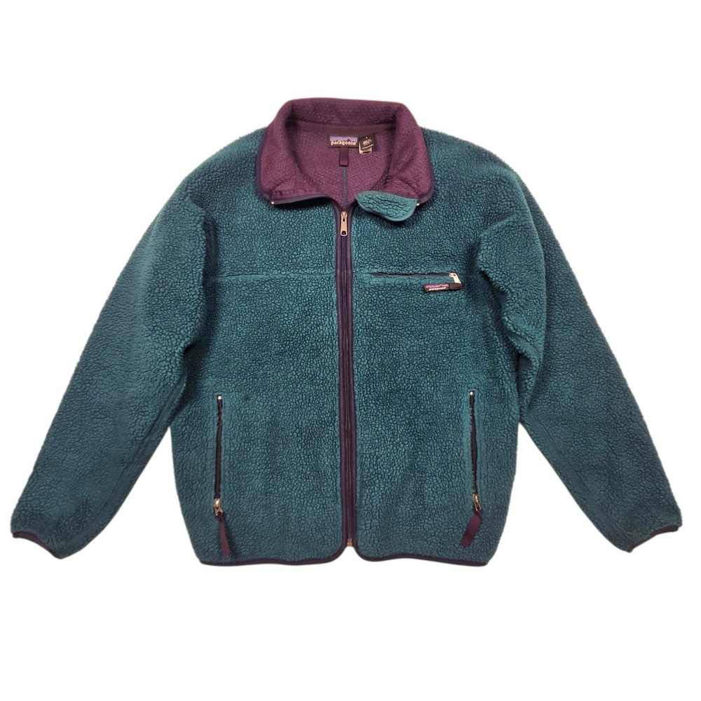 Vintage 1995 Patagonia Classic Retro-X Fleece Jacket Men L Green Purple USA Made